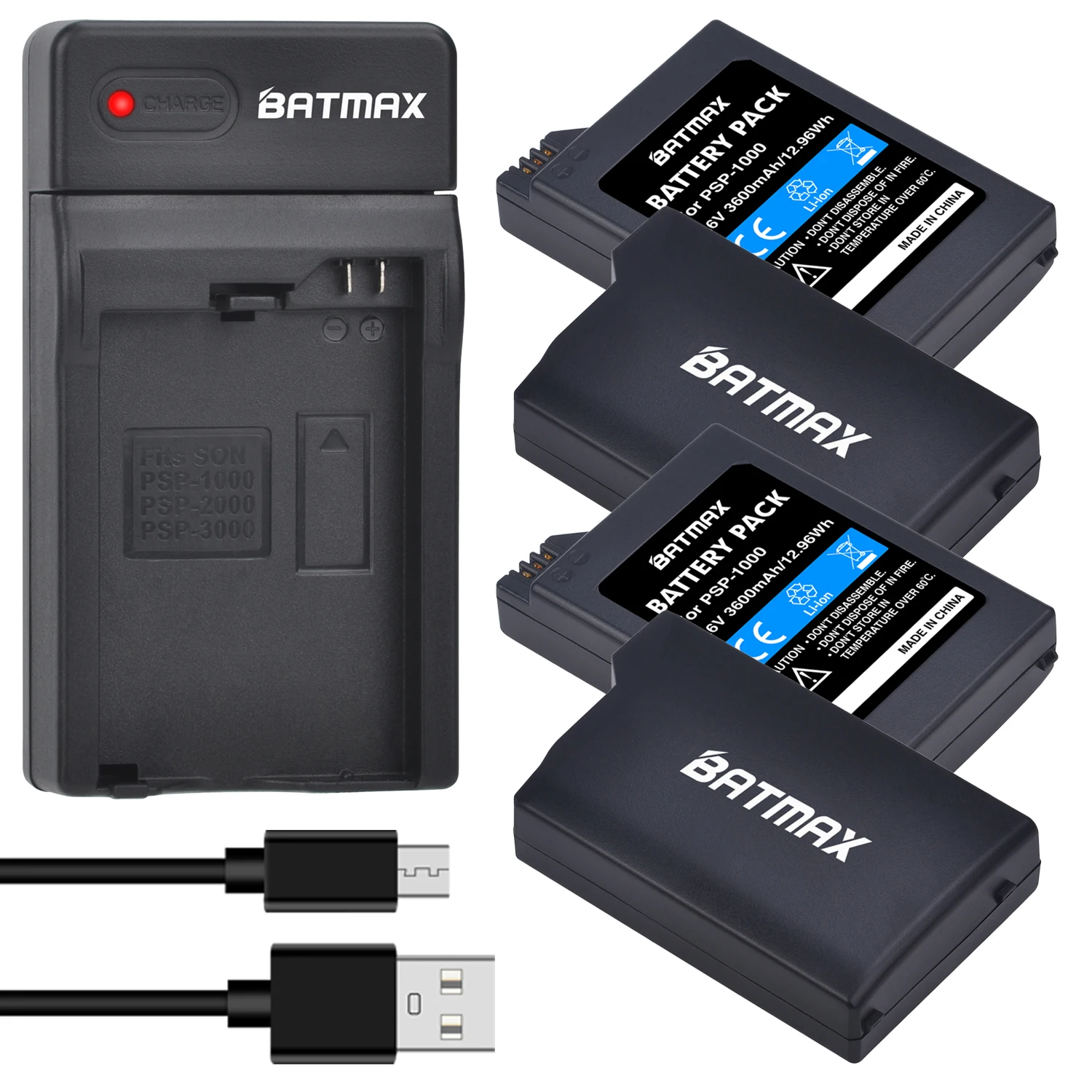 Аккумулятор Batmax на 3600 мА · ч и зарядное устройство USB для Sony PSP1000 |