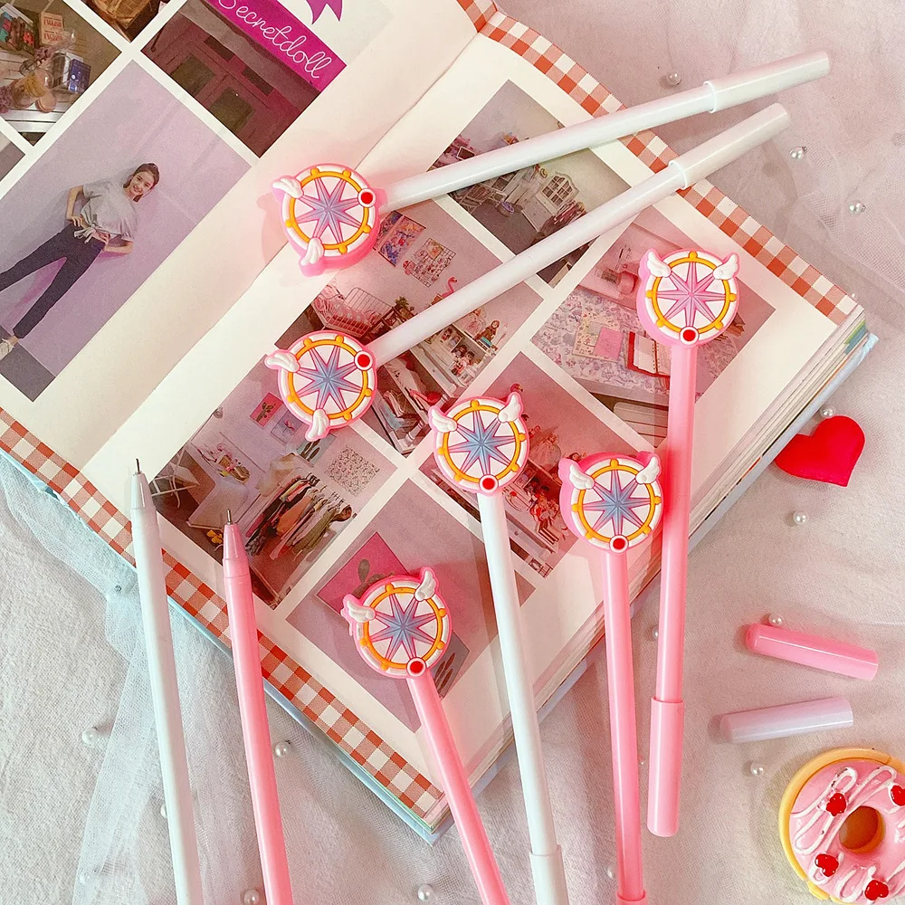 

2 pcs Kawaii Gel Pens Ins wings stars black gel ink pen Student pens for writing Cute stationery office school supplies