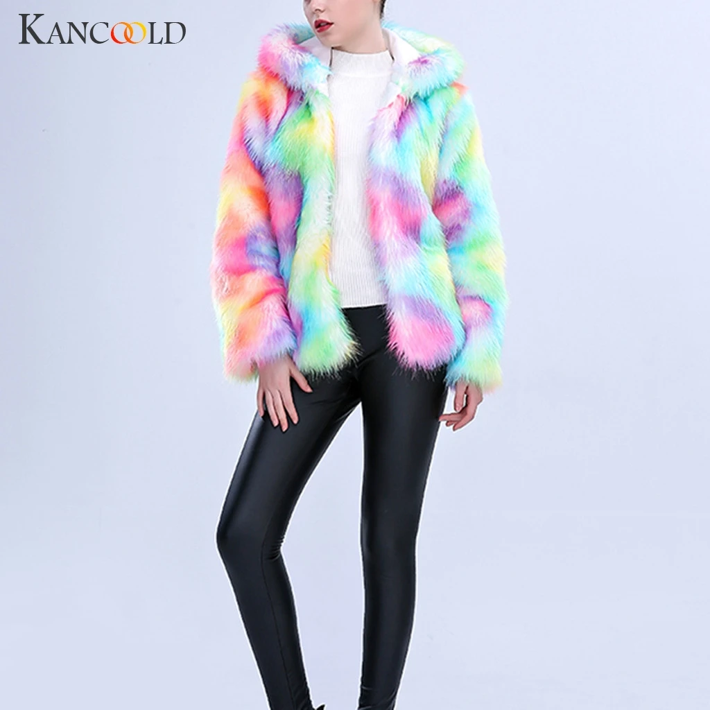 Женское меховое пальто KANCOOLD теплое плотное короткое без воротника с лисьим мехом