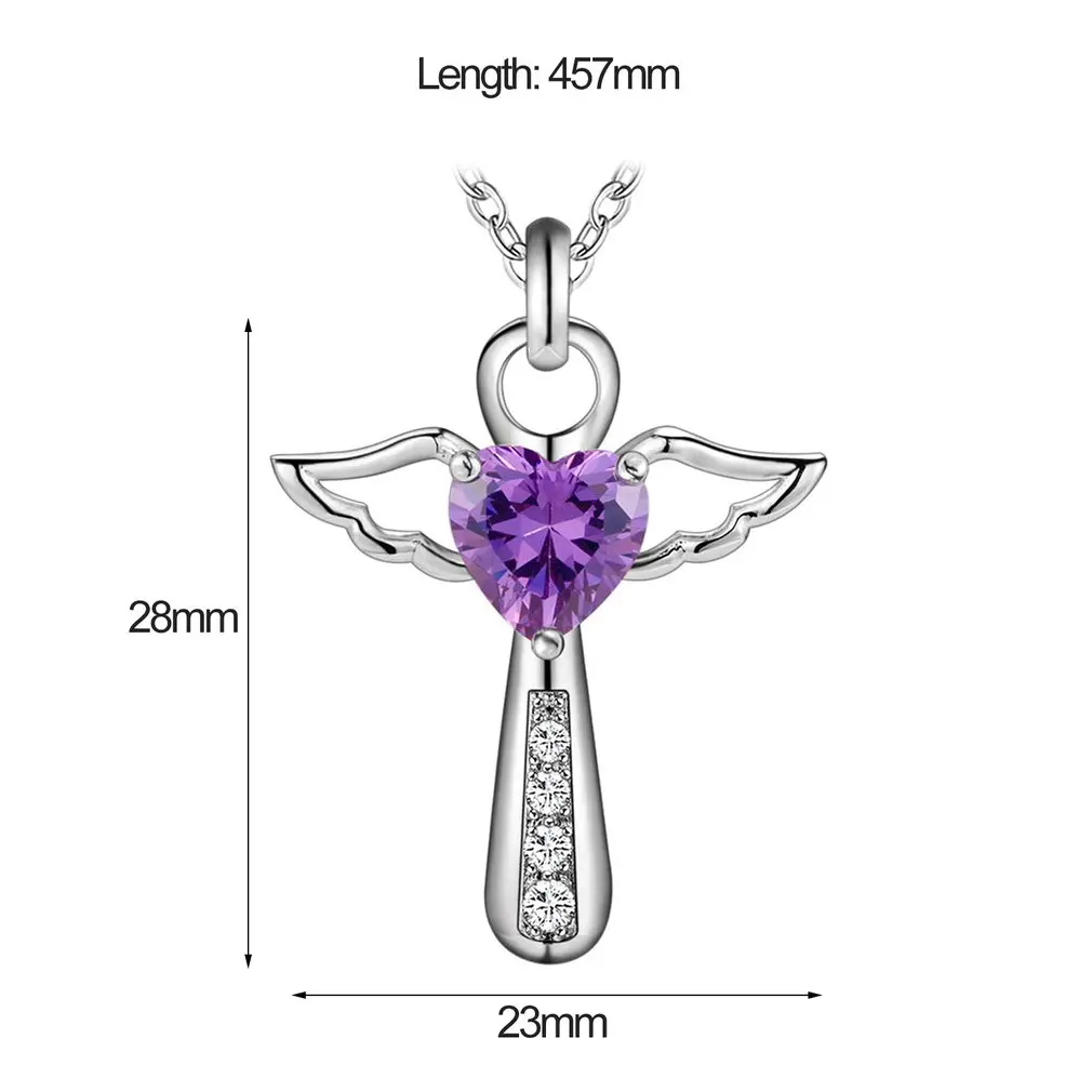 2018 Стильная форма Крыло ангела кулон ожерелье элегантные женские цирконовое