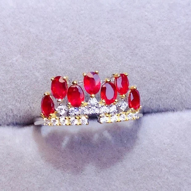 

CoLife Jewelry 100% Real Ruby Ring for Party 3mm * 4mm Ruby Silver Ring 925 Silver Ruby Jewelry Gift for Woman