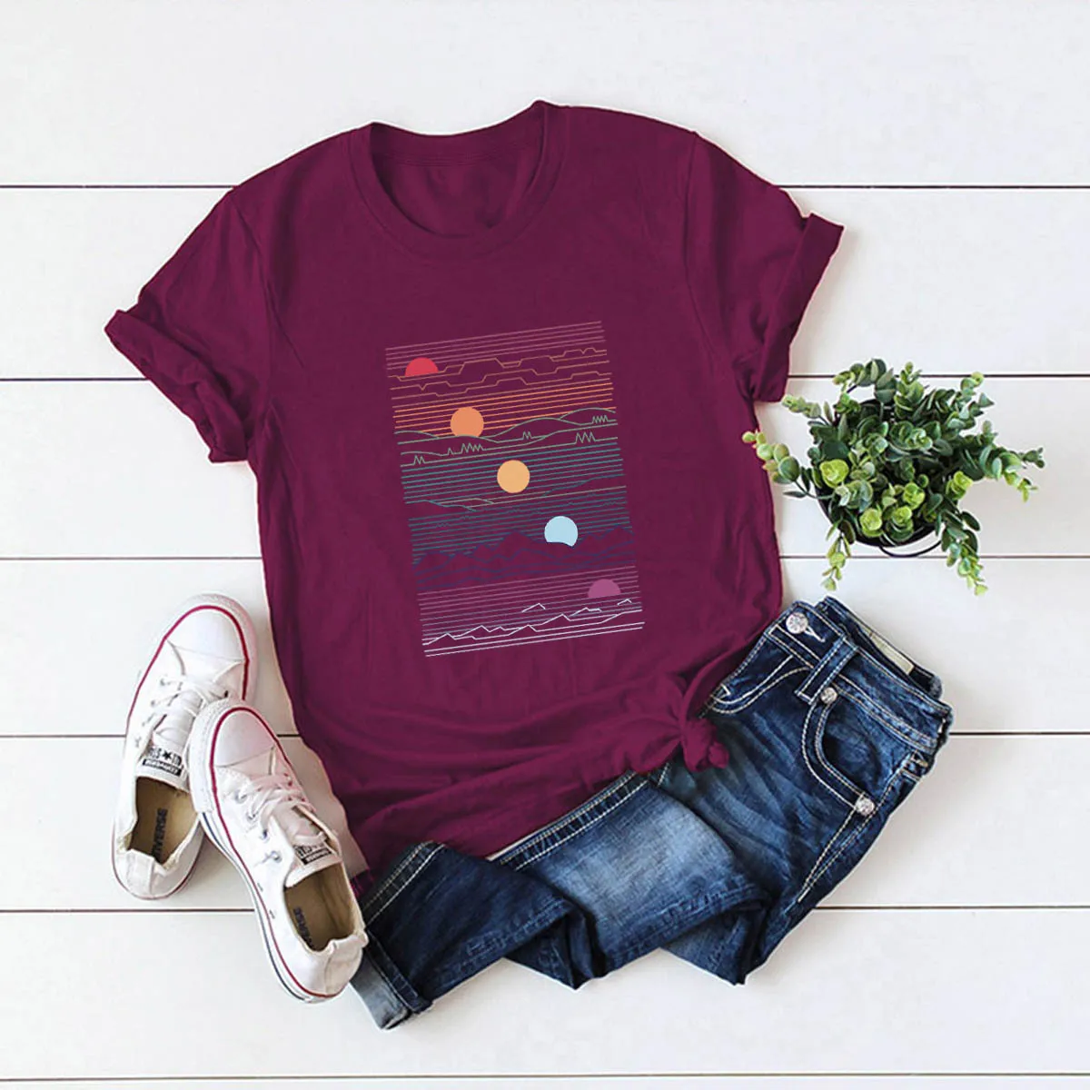 

2021 New Fashion SunSet Short Sleeve Cotton Solid Color Short Sleeve Spring&Summer Tshirt Tee for Unisex