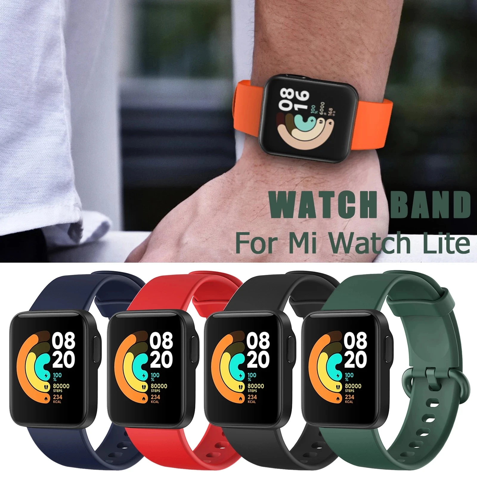 Ремешок силиконовый для Xiaomi Mi Watch Lite спортивный браслет наручных часов Redmi