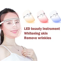 beauty usb face steamer 3 color led light therapy face mask skin rejuvenation massager facial care remove wrinkles blackheads