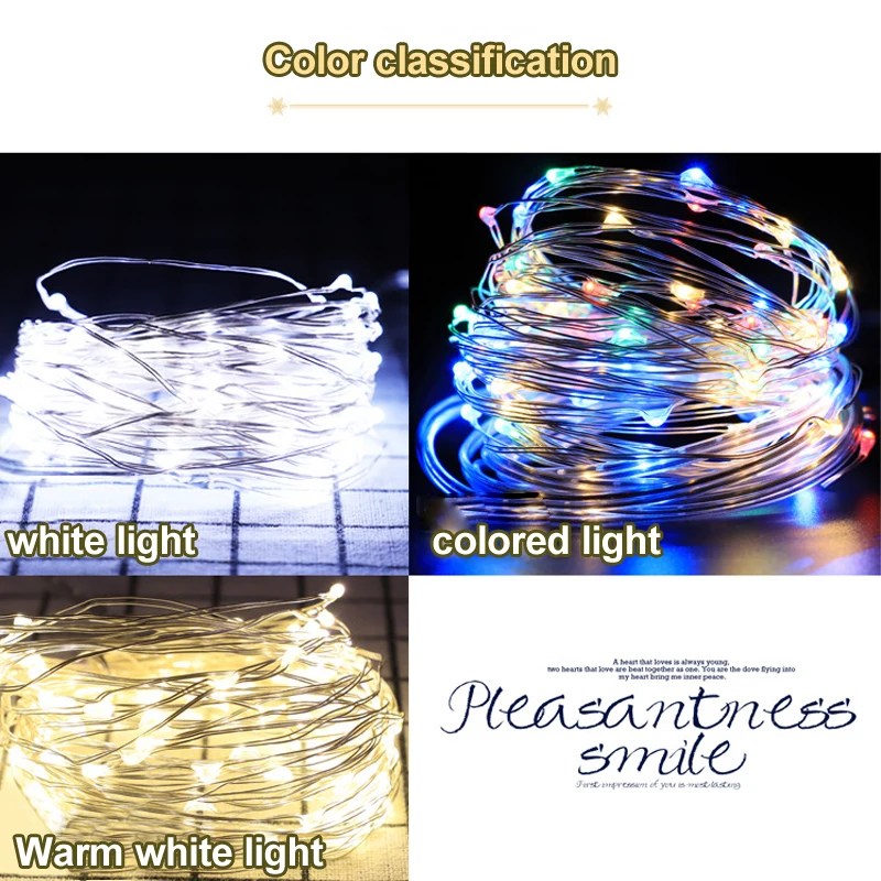 10 метров 100 светодиодов восемь функций Солнечная медная проволочная гирлянда