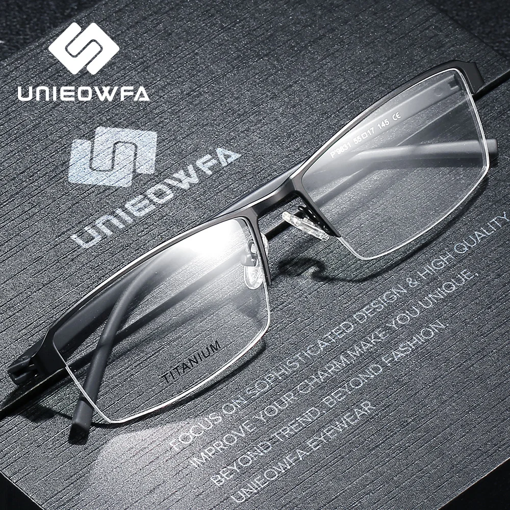 

Titanium Alloy Semi Rimless Prescription Glasses Frame Men Optical Myopia Eyeglasses Frame Transparent Clear Korean Spectacles