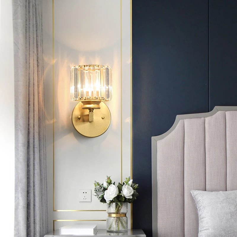 FKL современный настенный светильник s Хрустальный Золотой прикроватный вилла