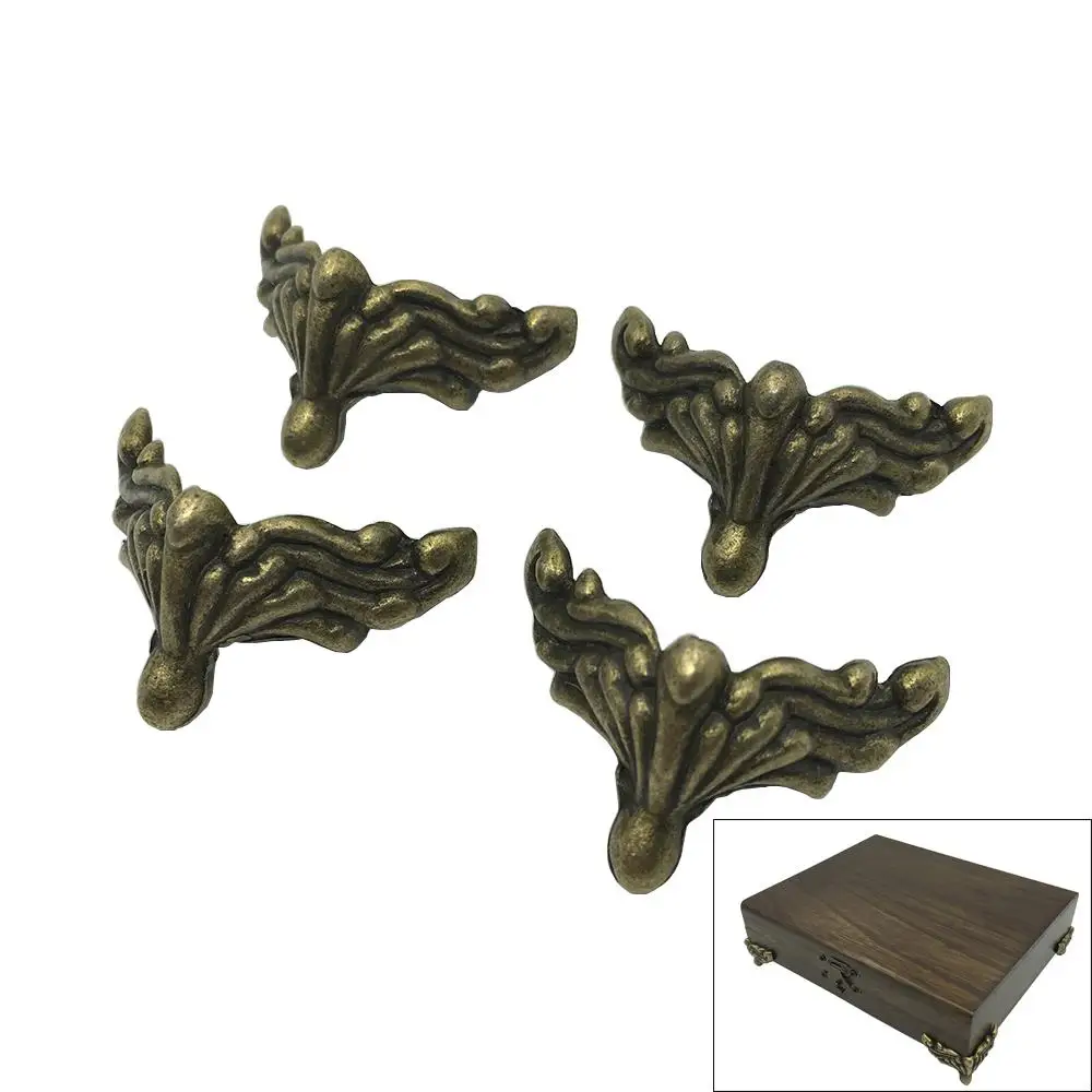 

4pcs Antique Brass Jewelry Chest Wood Box Decorative Feet Leg Corner Protector