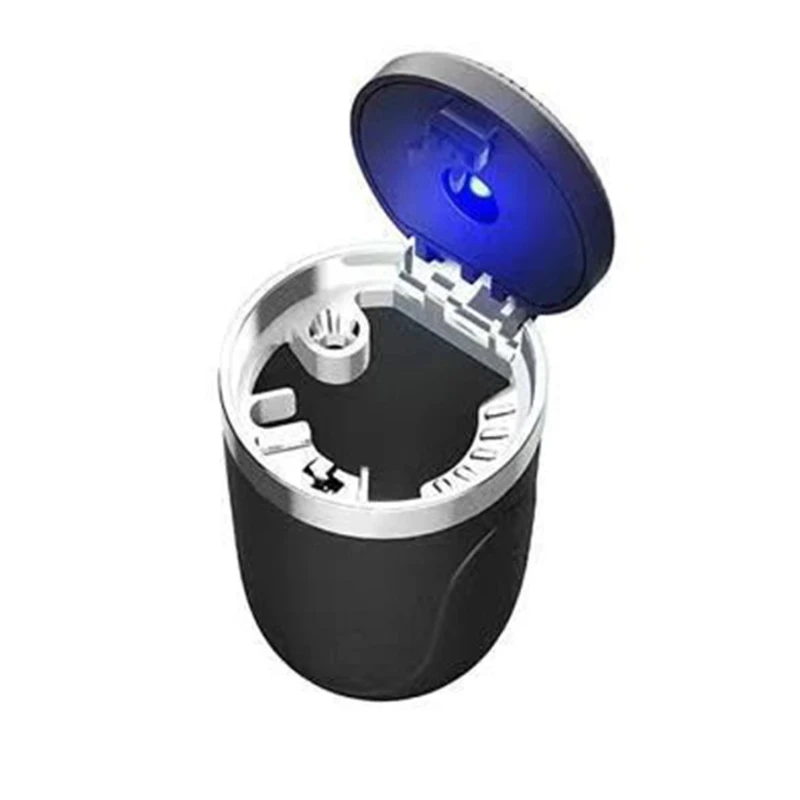 

Car Ashtray with Lid Portable Cigarette Holder for Offiice Home Blue LED Light for Men Exquisite Auto Accessories Drop Shipping