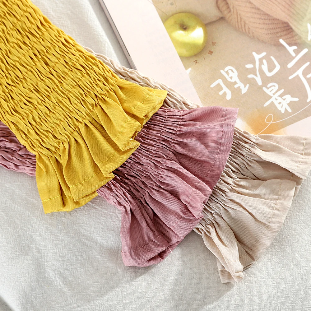 Женская летняя сетчатая Базовая рубашка с оборками и рукавами фонариками