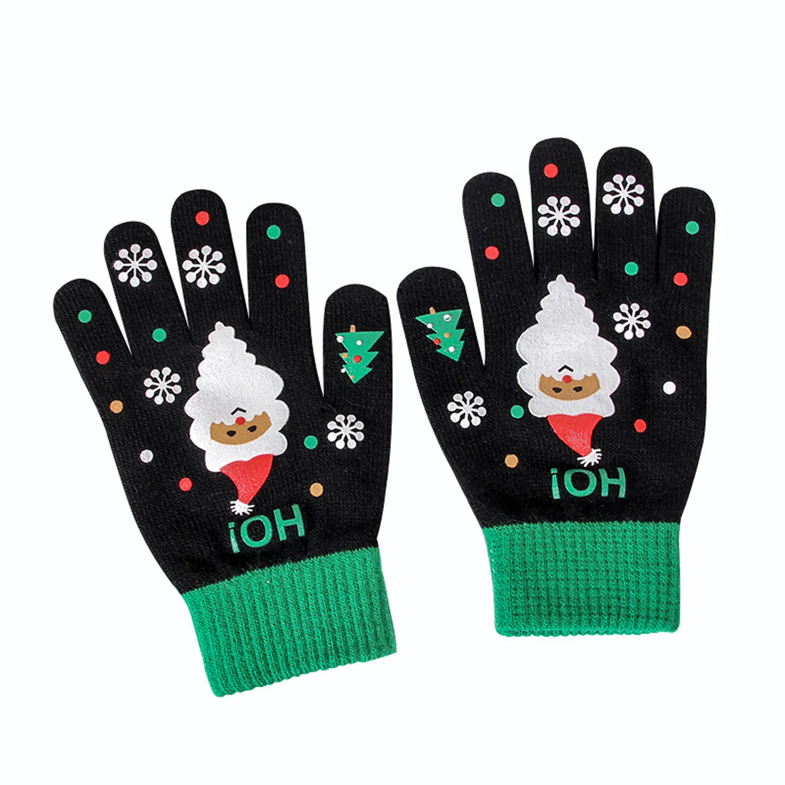 

Gloves Women Girl Christmas Print Knitted Keep Warm Winter Touchscreen Soft Gloves