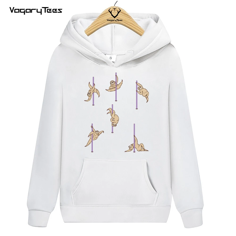 

Autumn Funny Sloths Pole Dancing Print Sweatshirt Cute Animal Graphic Hoodies Unisex Cartoon Tops Pullovers