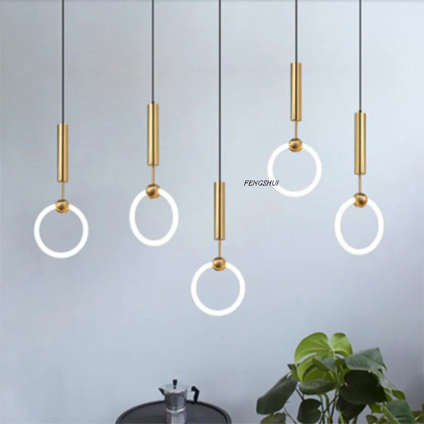 Современный светодиодный подвесной светильник с одним металлическим кольцом s