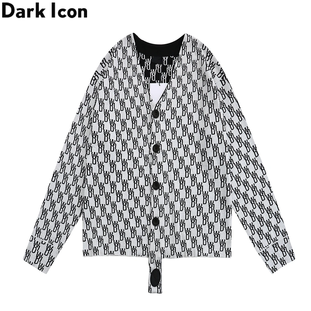 

Свитер Dark Icon кардиган с буквами мужской женский мужской зимний трикотажный мужской свитер