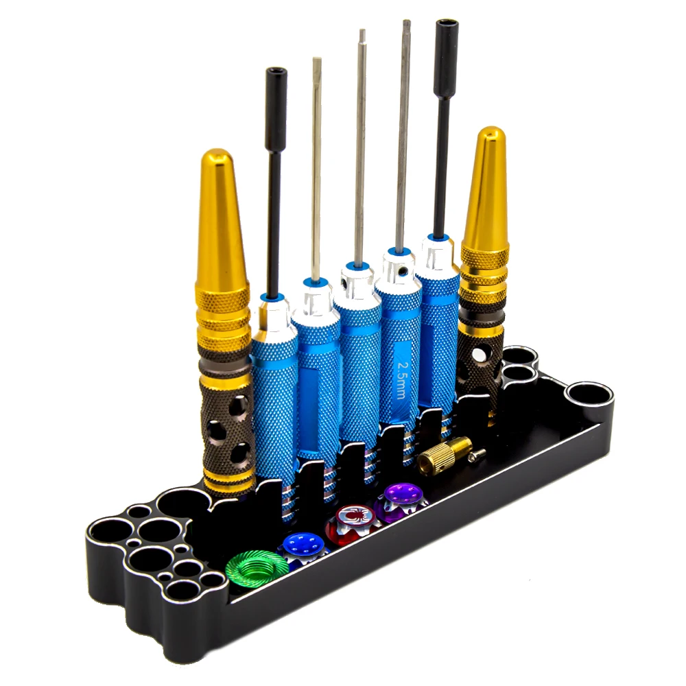 HUDY-soporte para destornillador, herramienta profesional RC, multifunci&oacute;n, bandeja de almacenamiento 6061 CNC, soporte de exhibici&oacute;n, 1 ud.-4