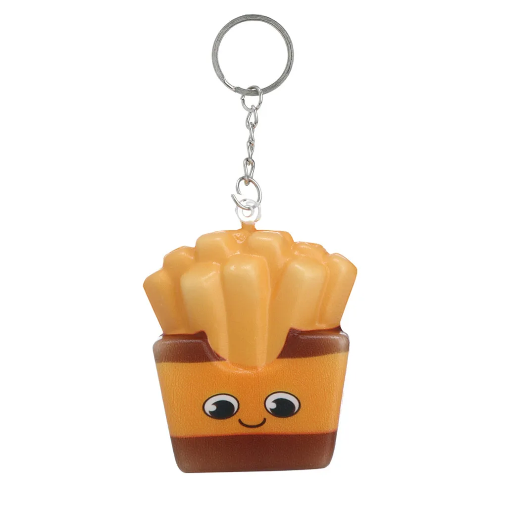 

2021 NEW Style Cute Kawaii Cartoon French fries Chips Slow Rising Cream Scented Keychain Stress Relief antistress Toys HOT