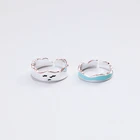 Женские кольца для пар, из серебра 925 пробы, с эмалью, с эффектом памяти