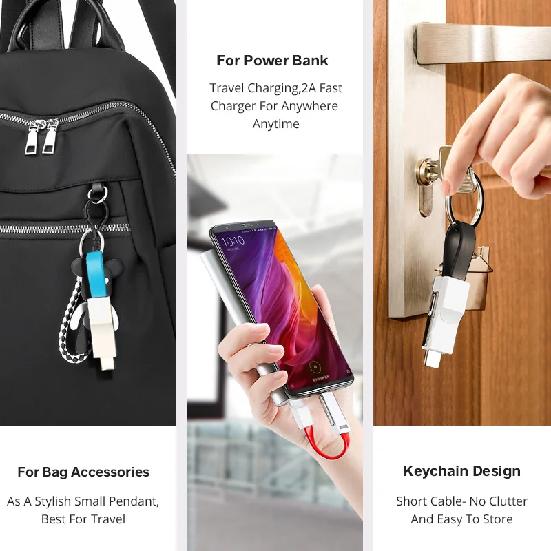 3 в 1 Мини брелок Магнитный кабель Micro USB Тип C портативный смарт-телефон