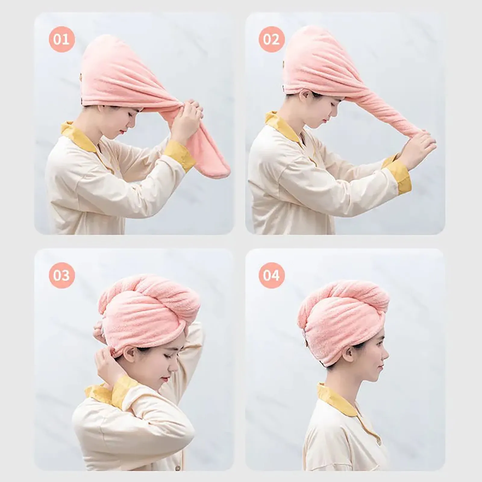 

2pc Microfiber Hair Fast Drying Dryer Towel Bath Wrap Hat Quick Cap Turban Dry Household Bath Tool Quick Drying Lady