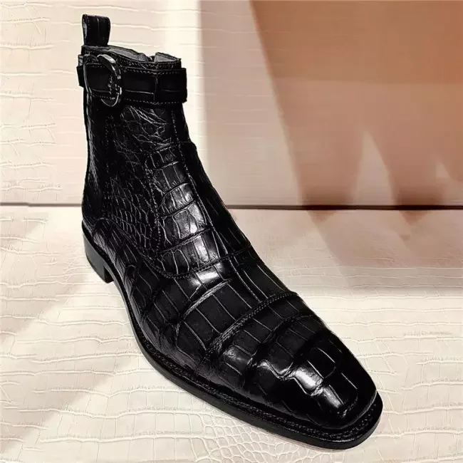 

High Quality New Fashion Men Pu Leather Buckle Business Boot Vintage Casual Classic Formal Chelsea Boots Zapatos De Hombre HC098