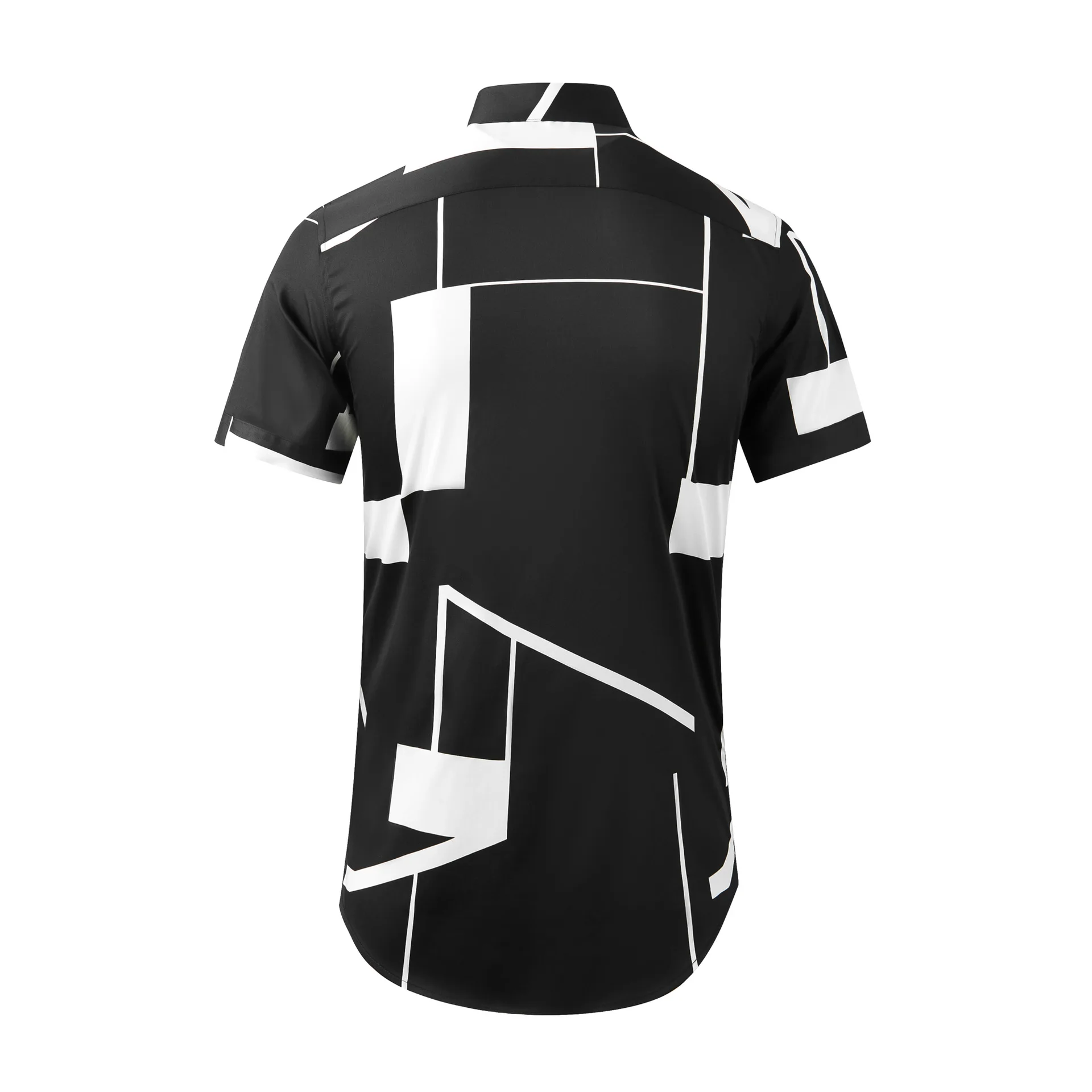 

2021 spring and summer short-sleeved line printed men's shirt fashion men's clothing
