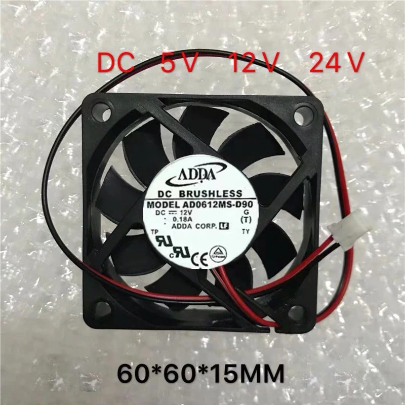 ADDA 6015 AD0612MS-D90 DC5V 12V 24V 0.18A 60*60*15MM 2-проводной Вентилятор охлаждения воздуходувка |