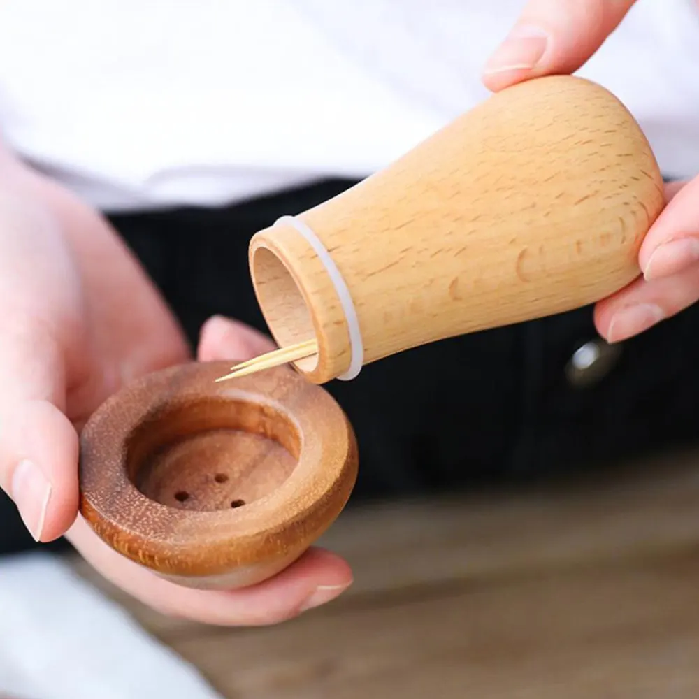 

1pc Household Wooden Toothpick Box Simple Living Room Toothpick Holder (Wood)