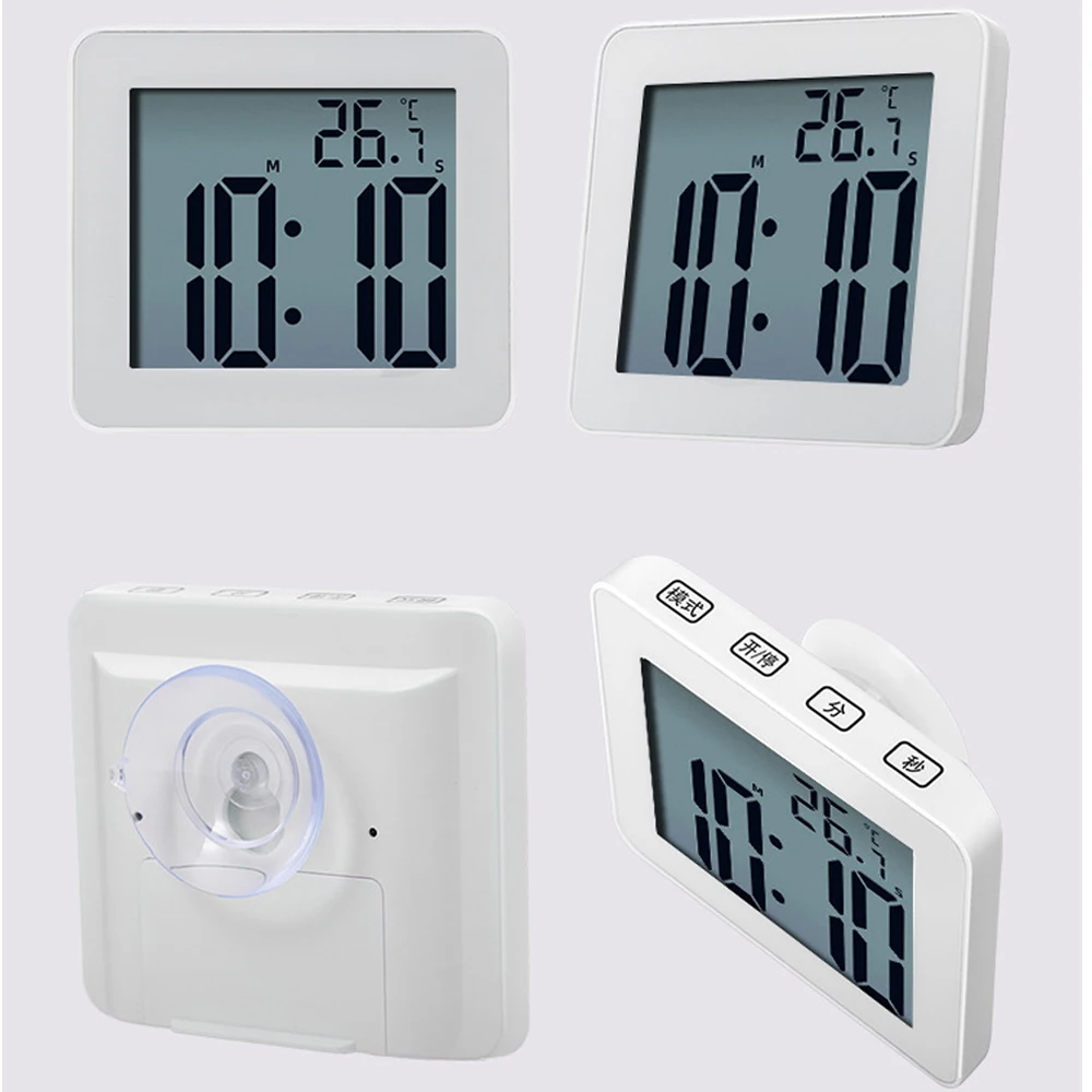 

Simple LCD Electronic Alarm Clock Digital Bathroom Clocks Waterproof Shower Watches Temperature Clocks Hanging Timer