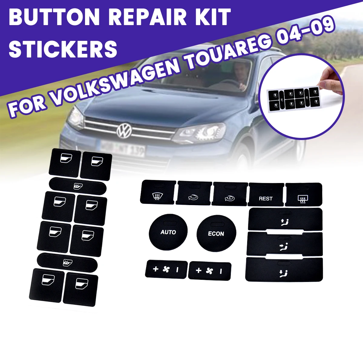 Car Repair Stickers Glass Lift Air Condition Climate Control Switch Button Decals Kit For VW Volkswagen Touareg 2004-2009 | Автомобили и
