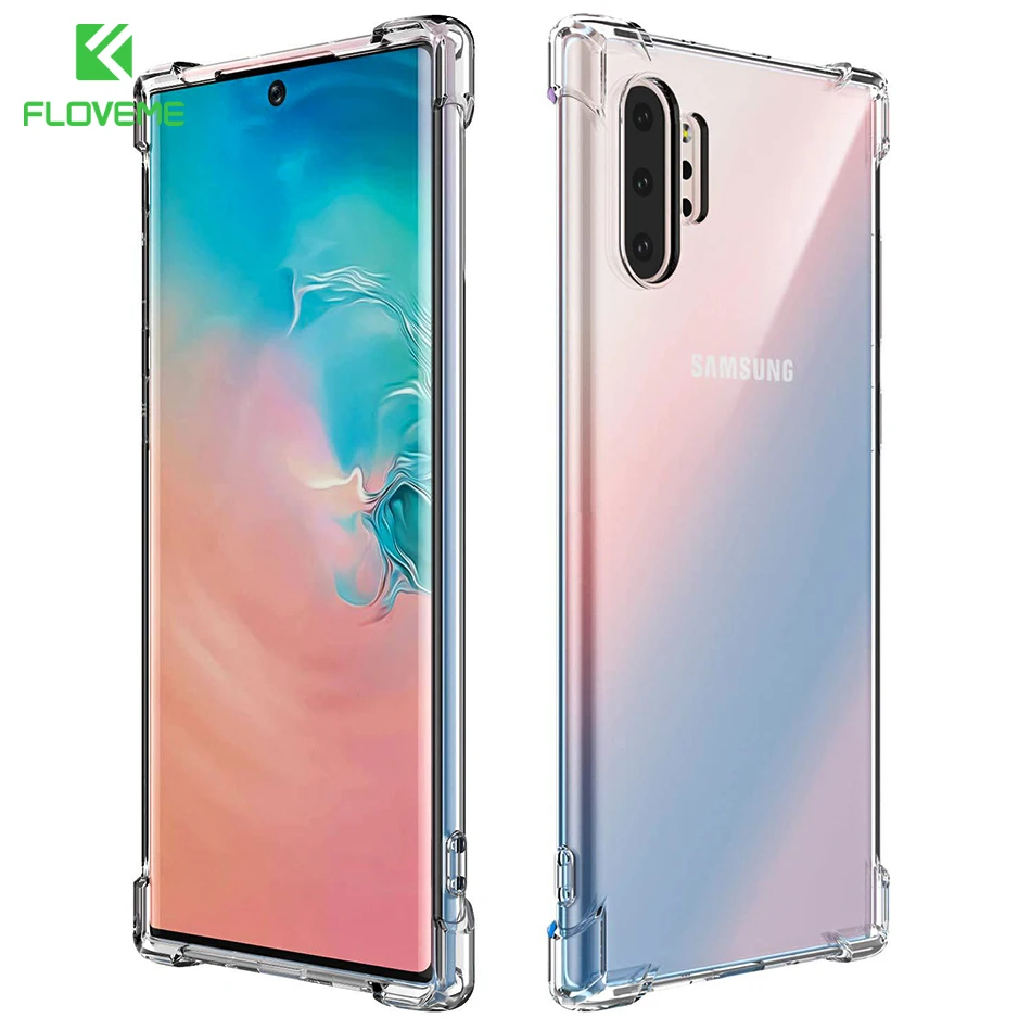 Прозрачный чехол FLOVEME для Samsung Note 10 противоударный из ТПУ Galaxy Plus + 9 8 S8 S9 S10 S10E S20 |