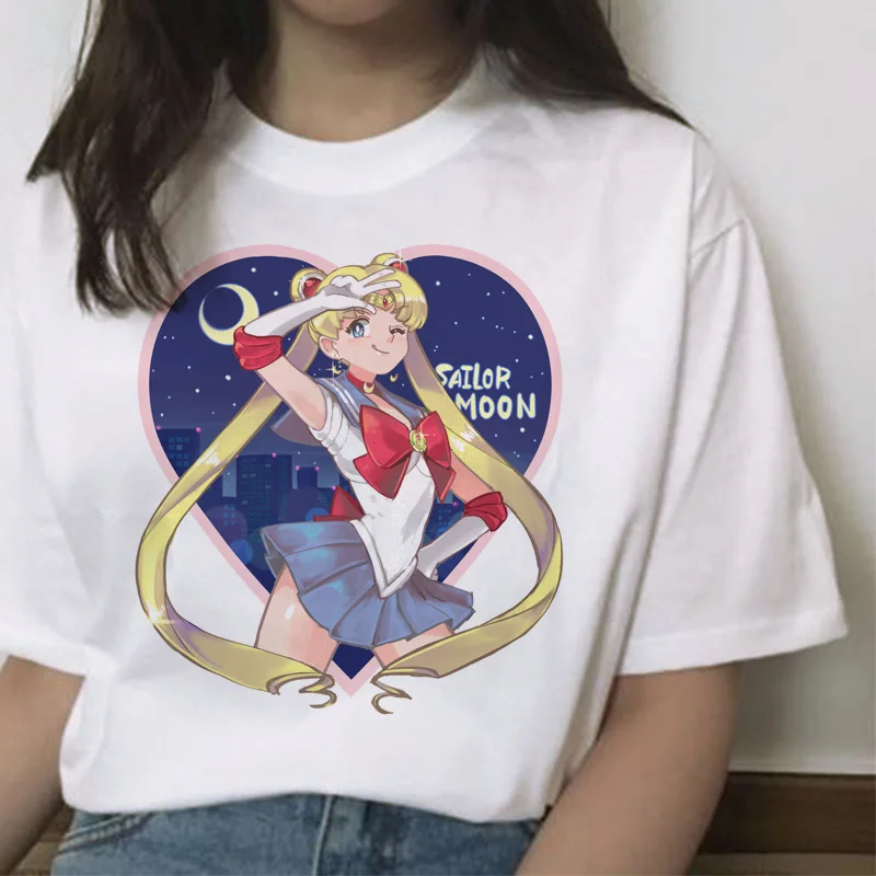 Сейлор Мун кавайная футболка кошка harajuku Женская ulzzang футболка корейский Графический Топ мультяшная Футболка короткий рукав женская забавная