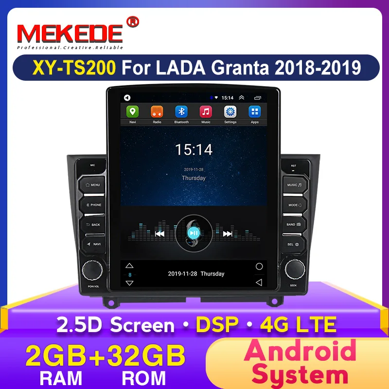MEKEDE Android Тесла стиль 2.5D авто радио Мультимедиа Стерео для LADA ВАЗ Granta Cross radio 2018 2019 4G