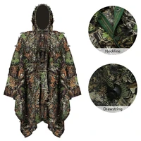 tactical 3d leaf woodland cloak camouflage hunting clothes pants ghillie suit outdoor war game airsoft men poncho windbreaker