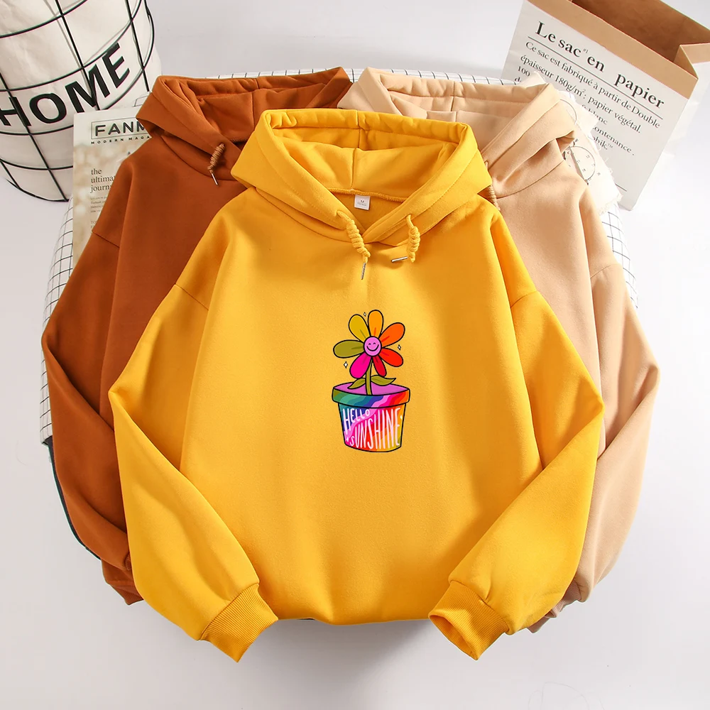 Colorful Sunflower Oversize Long Hoodie Women Spring Autumn Sweetshirt for Girls Cute Funny Sweetshirt for Girls Kawaii Clothing