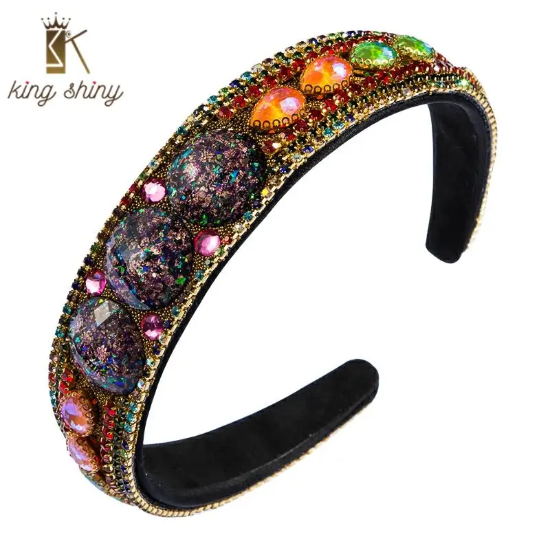 

Elegant Baroque Colorful Crystal Headband for Girl Luxury Hand Made Shiny Rhinestone Hair Hoop Bridal Wedding Party Hair Jewelry