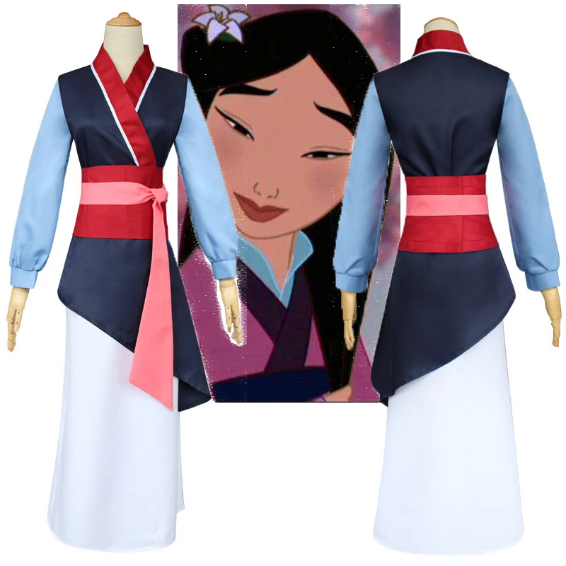 Косплей Мулан Хуа костюм героя одежда темно синего цвета аниме дамское ретро