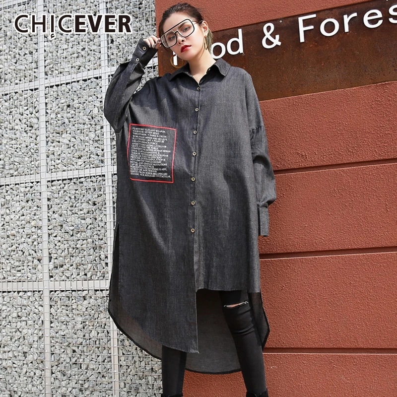 CHICEVER корейское женское платье с буквенным принтом воротник лацканами длинный