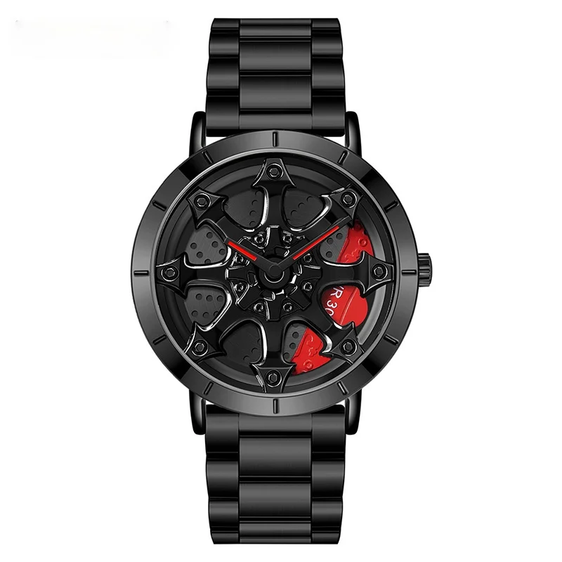 Мужские кварцевые часы с тремя ремешками из стали 1078 Модные ажурные