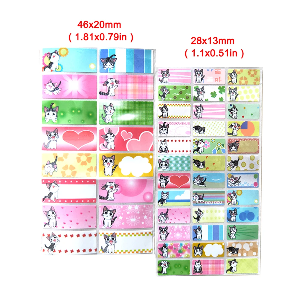 DIY Cartoon Cat Pattern Waterproof Blank Name Stickers Custom Girl Personal Sticker Personalized Handwritten Stationery Label | Дом и сад