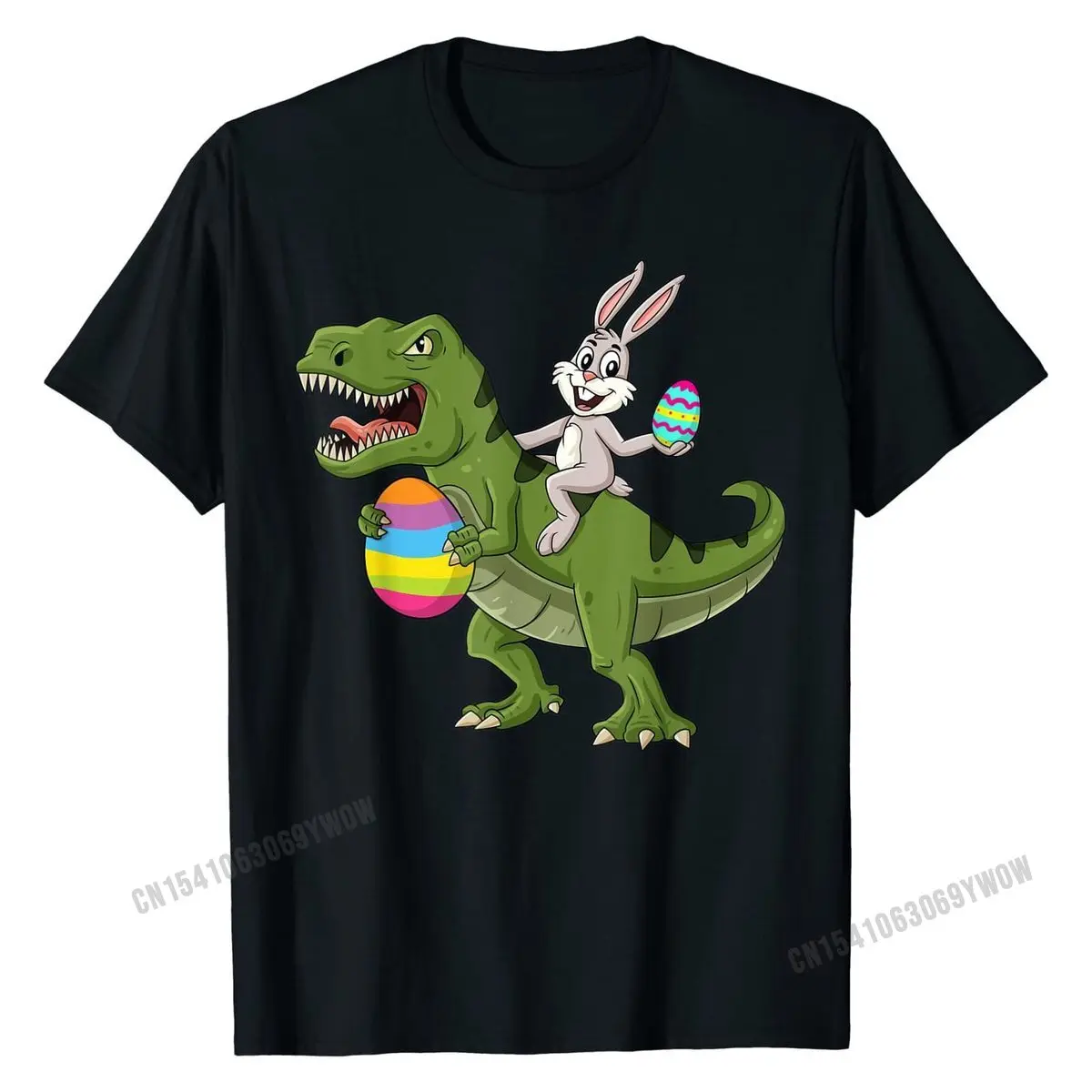 

Rabbit Riding T Rex Easter Egg Boys Girls Kids T-Shirt T Shirt Graphic Custom Cotton Boy Tshirts Custom