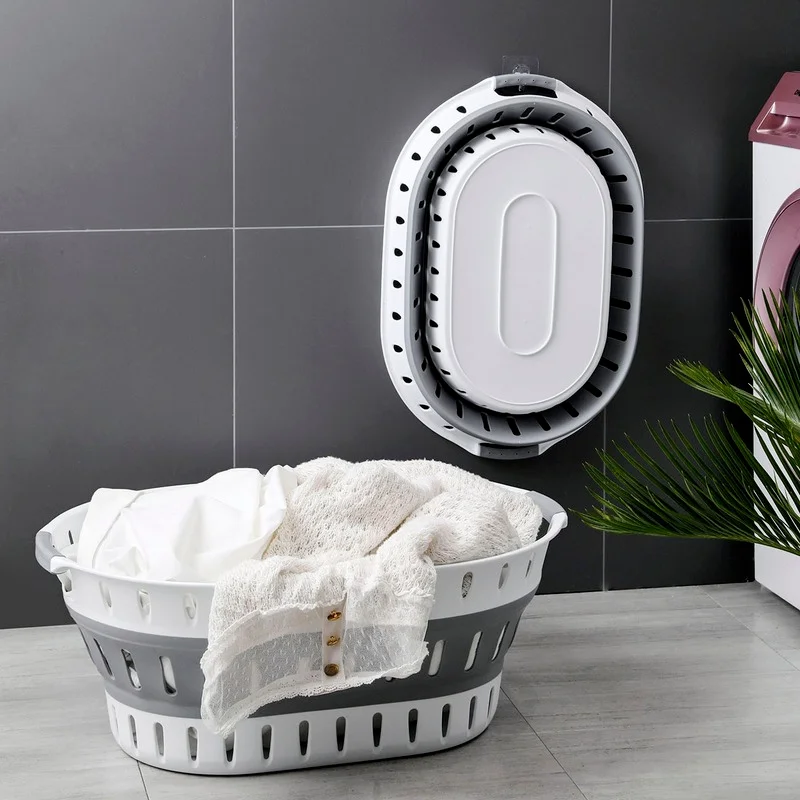 

Foldable Bathroom Laundry Basket Plastic Homehold Storage Organizer Dirty Clothes Dorm Hamper Laundrybasket