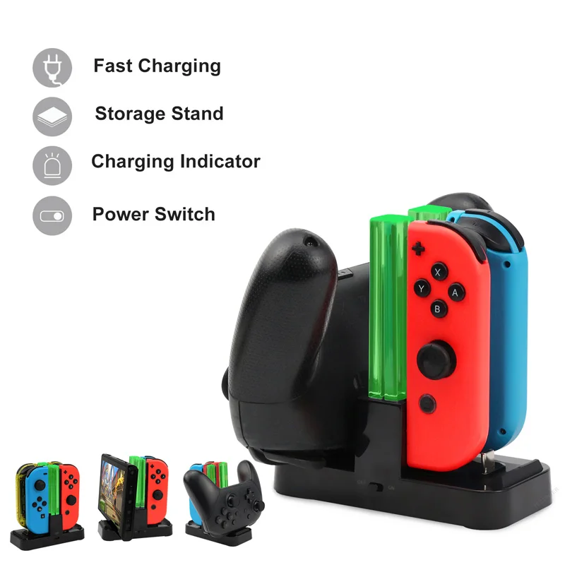 

4 in1 Charging Dock Compatible Nintendo For Switch Controller Joypads LED Charger For Switch Pro Gamepad Stand Docking station