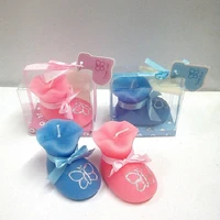 10pcs pink blue sock shoe candle wedding baby shower birthday souvenirs gifts favor packaged with box