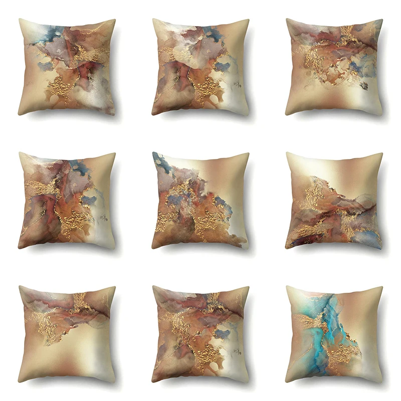 

Decorative Cushion Cover Peach Skin Throw Pillows Sofa Pillow Case Home Decor Marble Texture Print Pillowslip 45x45cm