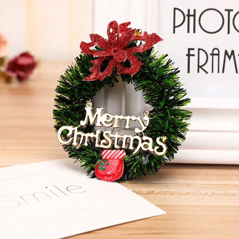 

Рождественские Мини-венки 8 см для входной двери, рождественские художественные украшения с узором лося, домашний декоративный настенный в...