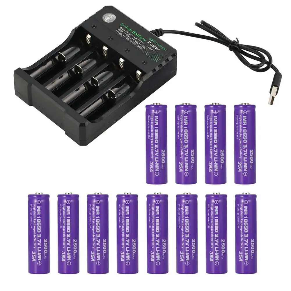 12battery 4 slots Vtc6 3,7 V 2500Mah литий-ионная аккумуляторная батарея 18650 для sony Us18650 C6 30A электронная сигарета мод+ 18650 зарядное устройство для Devilkin 225W TC - Цвет: 12battery 4 slots
