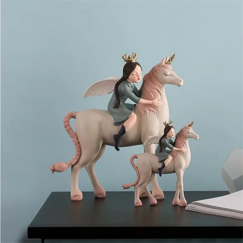 

[HHT] Elf Series Unicorn Rabbit Resin Crafts Girl Birthday Gift Creative Indoor Soft Decor Home Decoration Accessories Modern