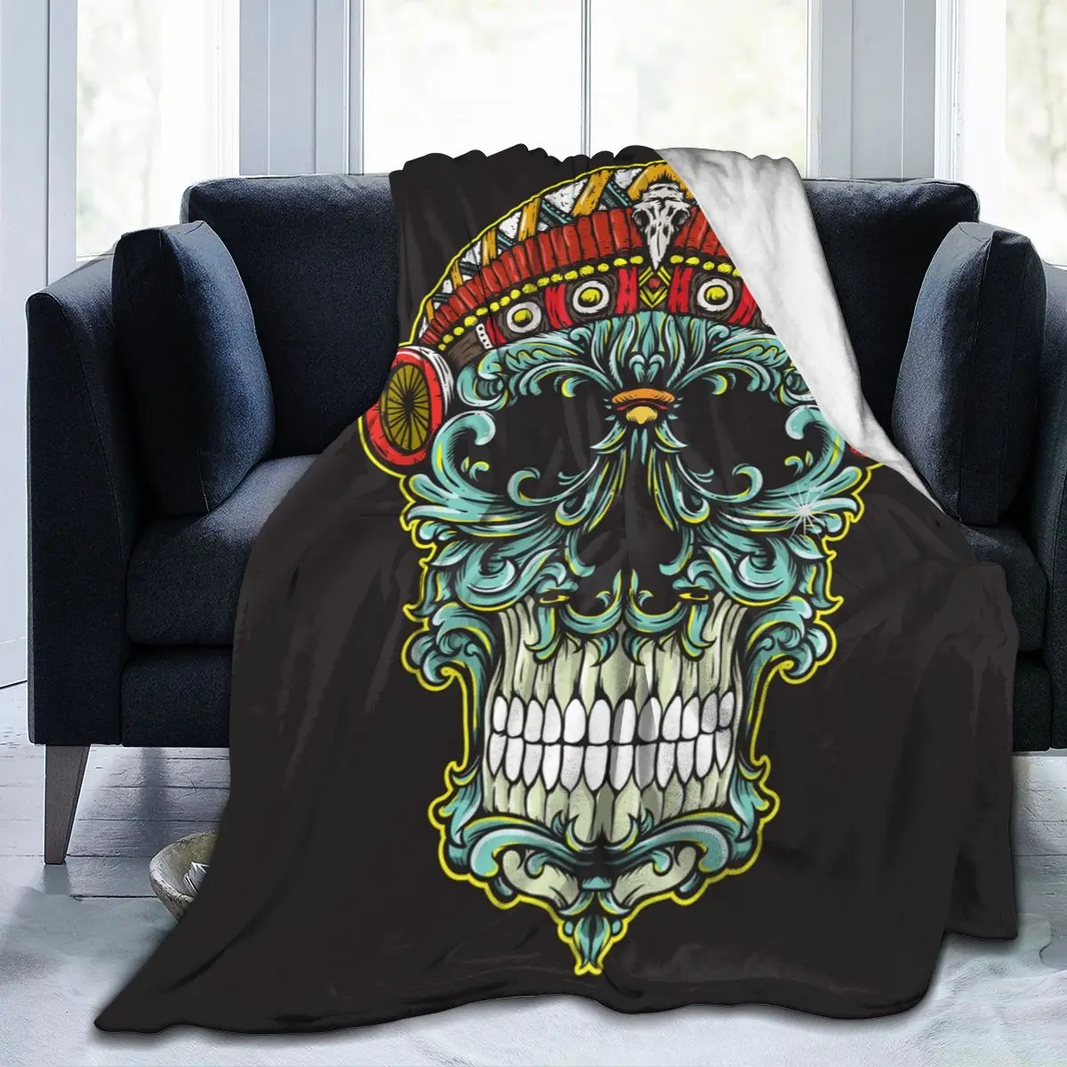 

Floral Skull Design Soft Blankets For Bed Couch Sofa All Season Warm Flower Fleece Blanket Dropship Wholesale Flannel Throw