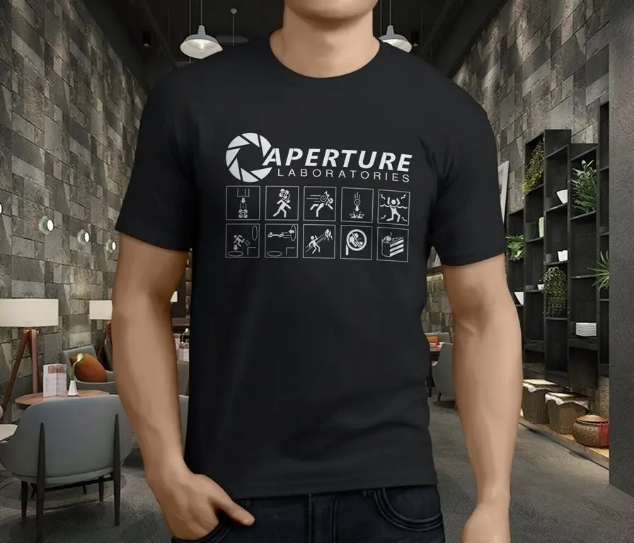 Новая мужская черная футболка Portal 2 Aperture Science Laboratories Размеры S 3Xl летняя модная с
