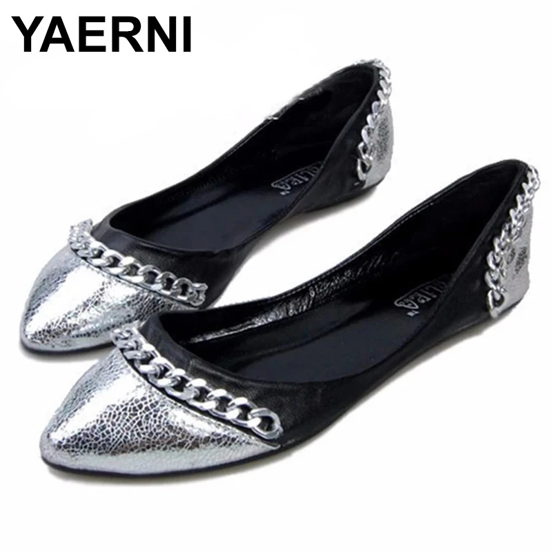 Женские туфли с острым носком YAERNI серебристые на платформе и каблуке в западном